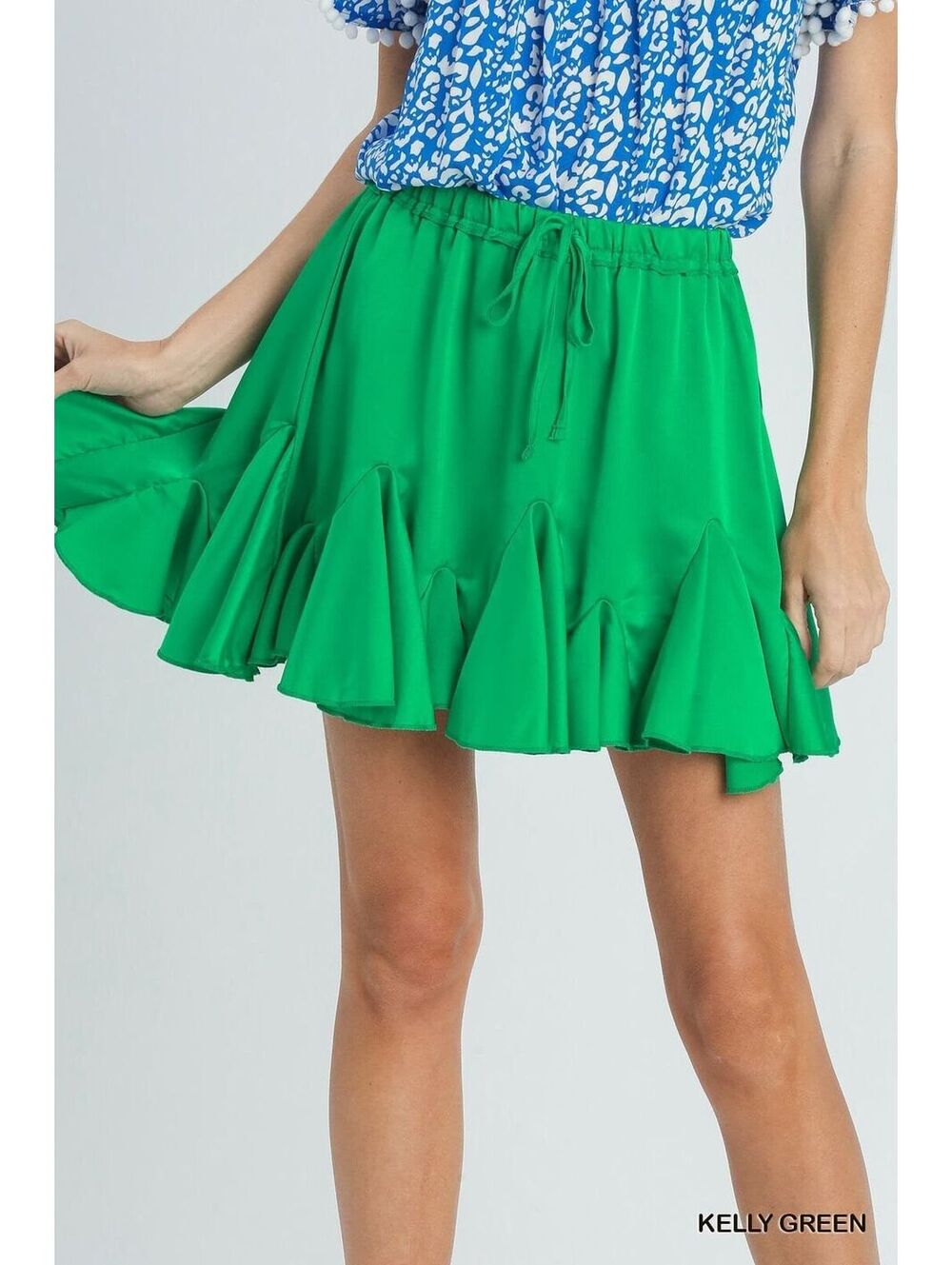Umgee satin Godet Skirt kelly green S/m/l